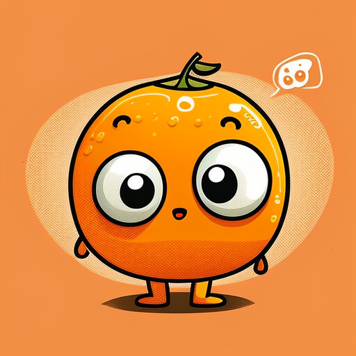doodle of an orange cartoon character, cute eyes & mouth, cute expression, vector style, --v 4
