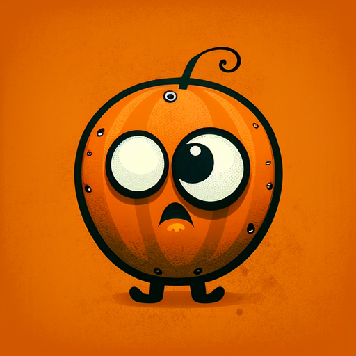 doodle of an orange cartoon character, cute eyes & mouth, cute expression, vector style, --v 4