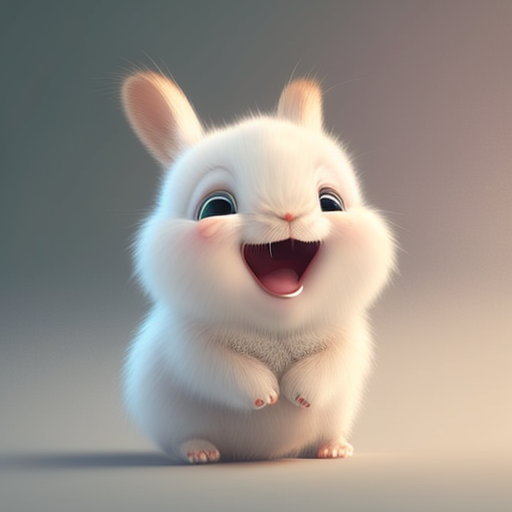 sl. white rabbit laughing, Realistic,