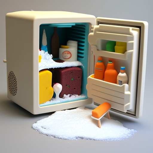 An open refrigerator with 2 ingredients inside, in claymation style