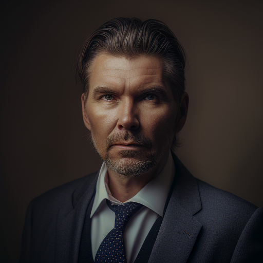 Noviolart Portrait Handsome 40 Year Old Man Narrow Face Thin Brown Hair Wearing A Suit Jacket 0767