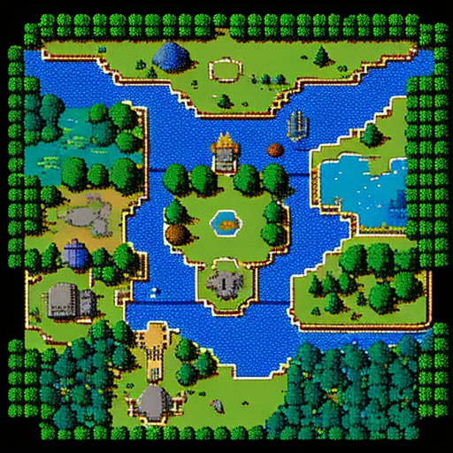 Top view pixel art map from a link to the past