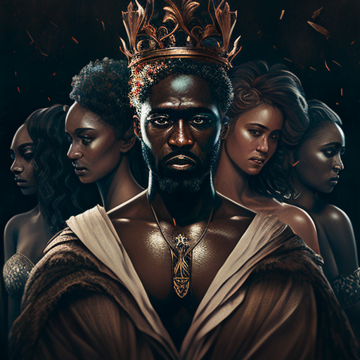 andresflores handsome black wise king surrounded by women