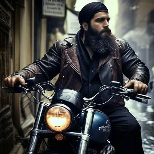 kémil: A Muslim guy with big barbe in qamis in his Harley davidson ...