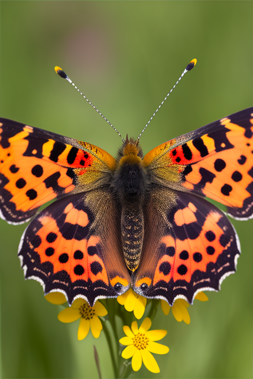 nathanzhong A bright red and orange butterfly with black spots on its