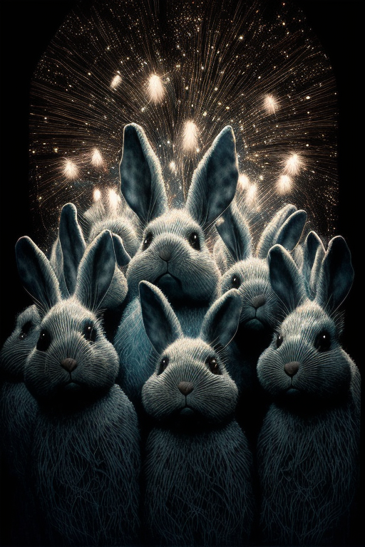 wei a bunch of cute rabbits fireworks by H.R. Giger, highly detailed