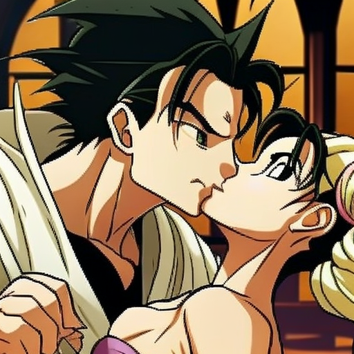 clumsy-squid101: Christian Bale and Penelope Cruz kissing each other in the  anime "Dragon Ball Z". They should look like Gohan and Videl.
