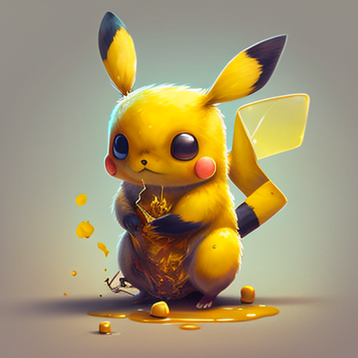 strawberry1: A pikachu that eats honey in a cute style