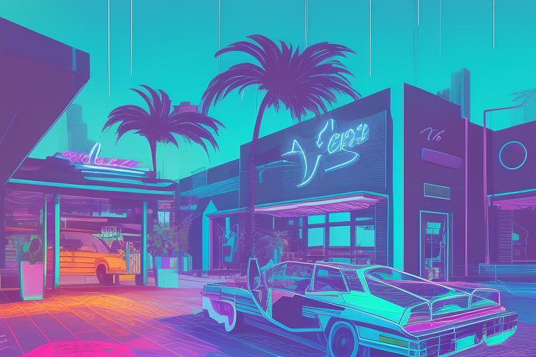 new gta vice city, vaporwave, Stable Diffusion