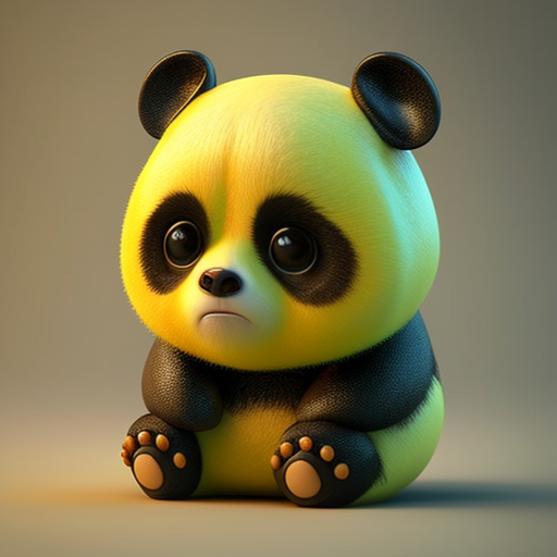 panda bear made of bannana Super cute, Baby, Pixar, Big bright eyes, Smile, Incredibly high detailed, Pixar style, Bright color palette, Natural light, Simple background with pure color, Octane render, Trending on Artstation, Gorgeous, Ultra wide angle, 8k, HD, Realistic, Cute kawaii