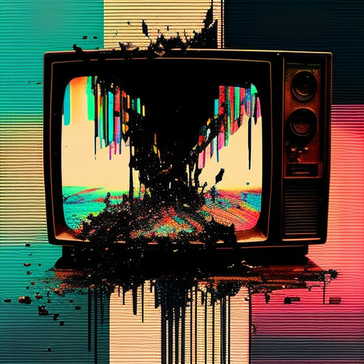 a glitchy and distorted tv screen, static, noise, scrambled, Digital error, Vintage VHS, Glitch art, Glitched, Glitchy, Computer graphics, Mixed media, Distorted