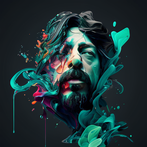 arongalonsky: instaport style, Dave Grohl, alberto seveso painting, highly  detailed, 8K render, fluid paint, abstract portrait, motion throughout, wet  shiny paint, play-doh style,