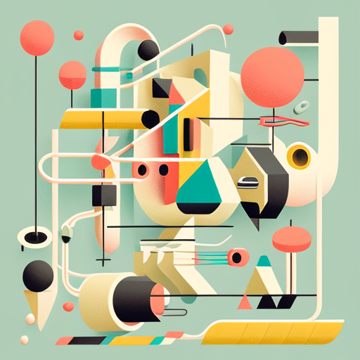 bitfloorsghost: a rube goldberg machine, vibrant, crisp clean lines