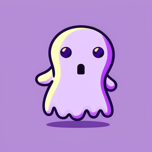 1930s cartoon, a cute purple ghost, Simple, Clean, Thick lines, Black lines, Flat, 2D, Whimsical, Vintage, Adorable, Vibrant and bold colors, Vector illustration, Centered, Svg, --no shadow