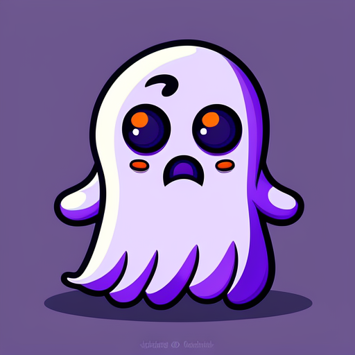 1930s cartoon, a cute deep purple ghost, Simple, Clean, Thick lines, Black lines, Flat, 2D, Whimsical, Vintage, Adorable, Vibrant and bold colors, Vector illustration, Centered, Svg, --no shadow