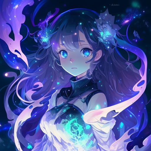 Anime a galaxy girl with a ghost