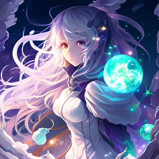 Anime a galaxy girl with a ghost