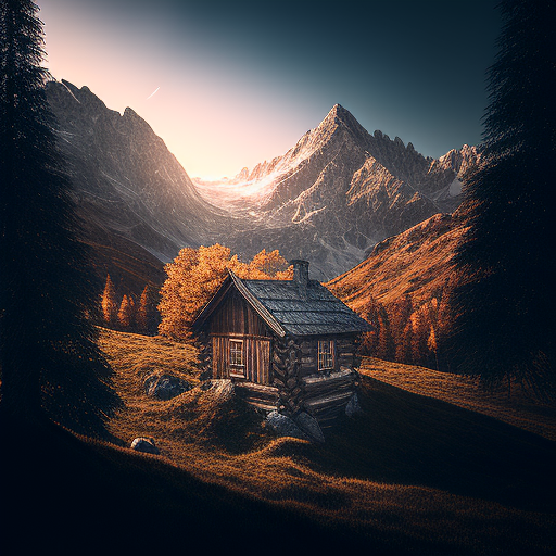 christianortner: A wooden cabin on an alpine montain, outside view with ...
