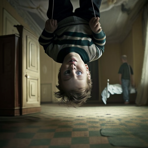 kennynewell: A boy hanging upside down in a room