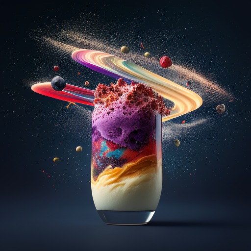 baboobababli: A galaxy smoothie with juices flying around