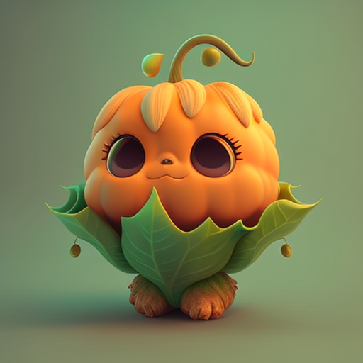 Super cute, Baby, Pixar, Pumpkin, Big bright eyes, Fluffy, Smile, Delicate and fine, Fairy tales, Incredibly high detailed, Pixar style, Bright color palette, Natural light, Simple background with pure color, Octane render, Trending on Artstation, Gorgeous, Ultra wide angle, 8k, HD, Realistic