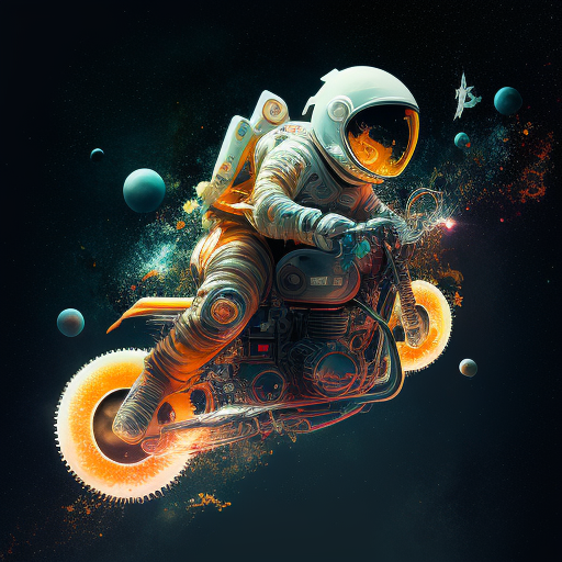 kémil an astronaut driving space bike