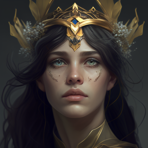 sergioredondo: brunette female mage with yellow eyes wearing a crown