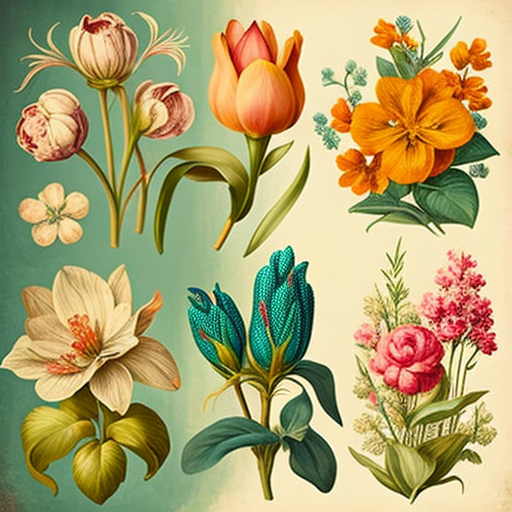 philliplee: vintage flower illustrations with bright spring colors