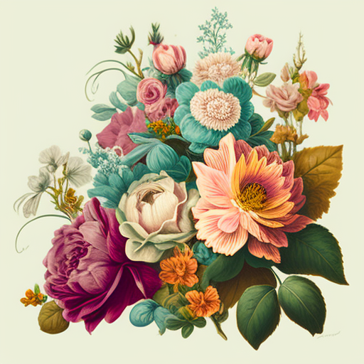 philliplee vintage flower bouquet illustrations with bright spring colors