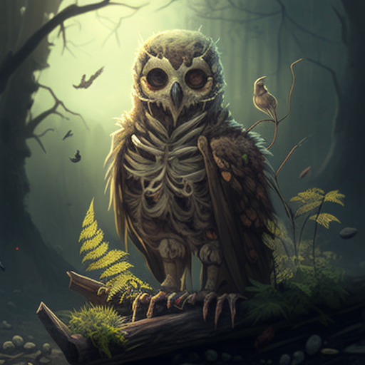 mikeelf comic book fantasy grotesque skeleton owl with a skull head