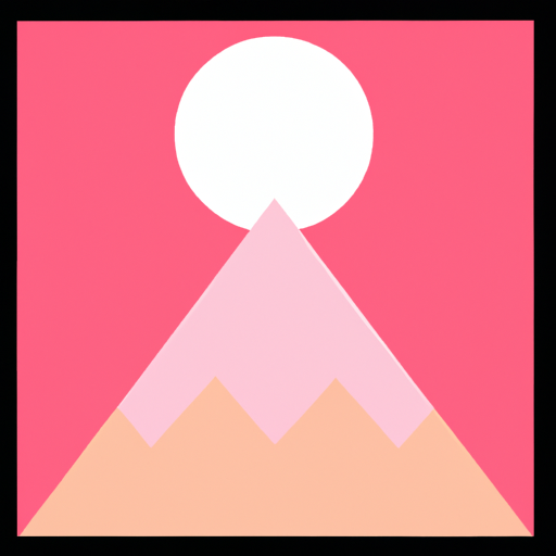 triangle patch, sun and mountains, pink accent, Centered in frame, Art deco, Simple, 2D, Flat, Iconized, vinyl sticker, Modern, Vector art, Minimal design, Isotype, Gerd Arntz, Svg
