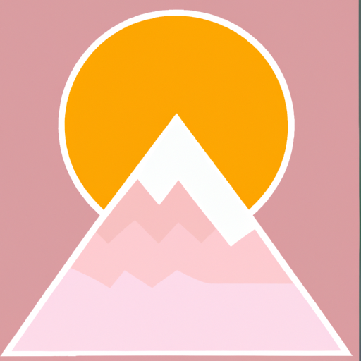 triangle patch, sun and mountains, pink accent, Centered in frame, Art deco, Simple, 2D, Flat, Iconized, vinyl sticker, Modern, Vector art, Minimal design, Isotype, Gerd Arntz, Svg