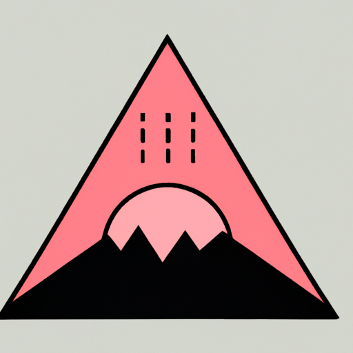 triangle patch, sun and mountains, pink accent, Centered in frame, Simple, 2D, Flat, Iconized, vinyl sticker, Modern, Vector art, Minimal design, Isotype, Gerd Arntz, Svg