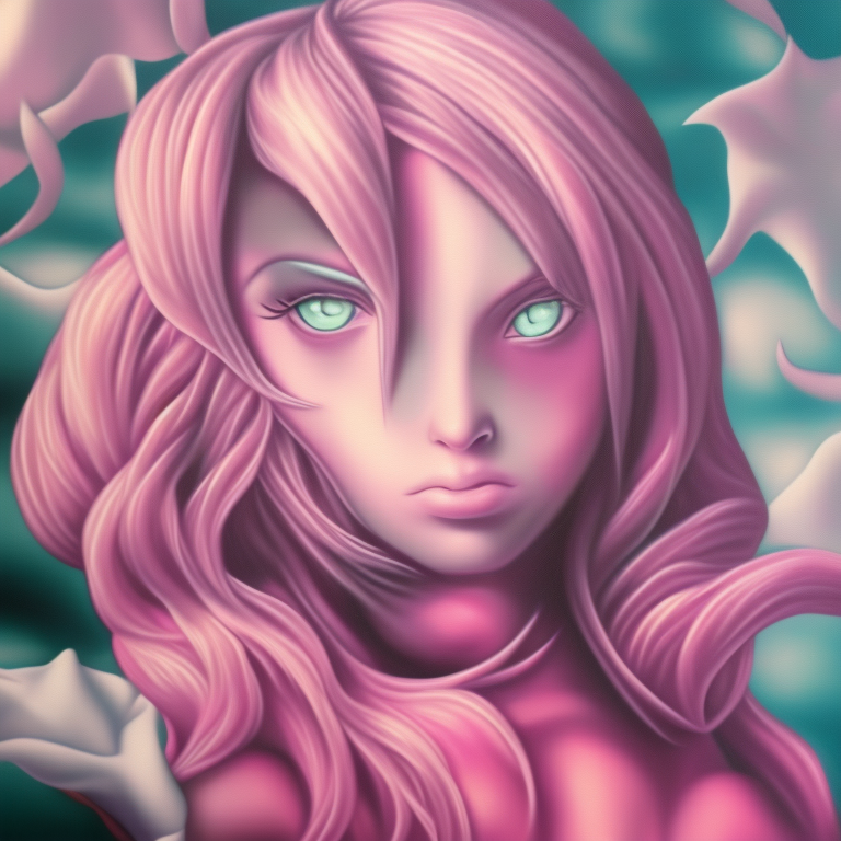  , 4k, Manga, Airbrush art, Airbrushed, Oil on canvas, Pink