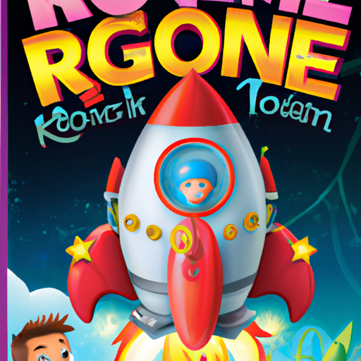 travelstory: A cartoonish style: The cover depicts a cartoon character, a  little boy with a big smile, sitting on a rocket, flying towards the stars.  The title of the book is written