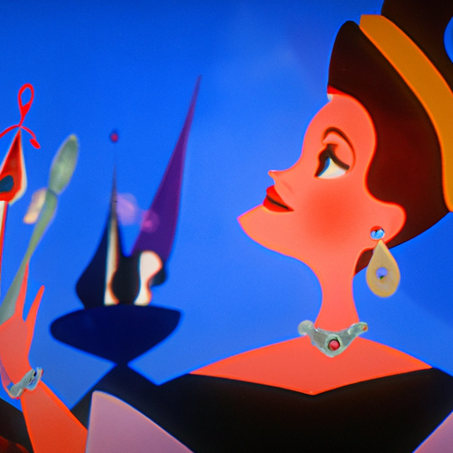 a princess, Mary Blair, Disney, 1940s, Modernist, The Colors of Mary Blair, Restored color, Highly detailed, Illustration, Animation, Movie still