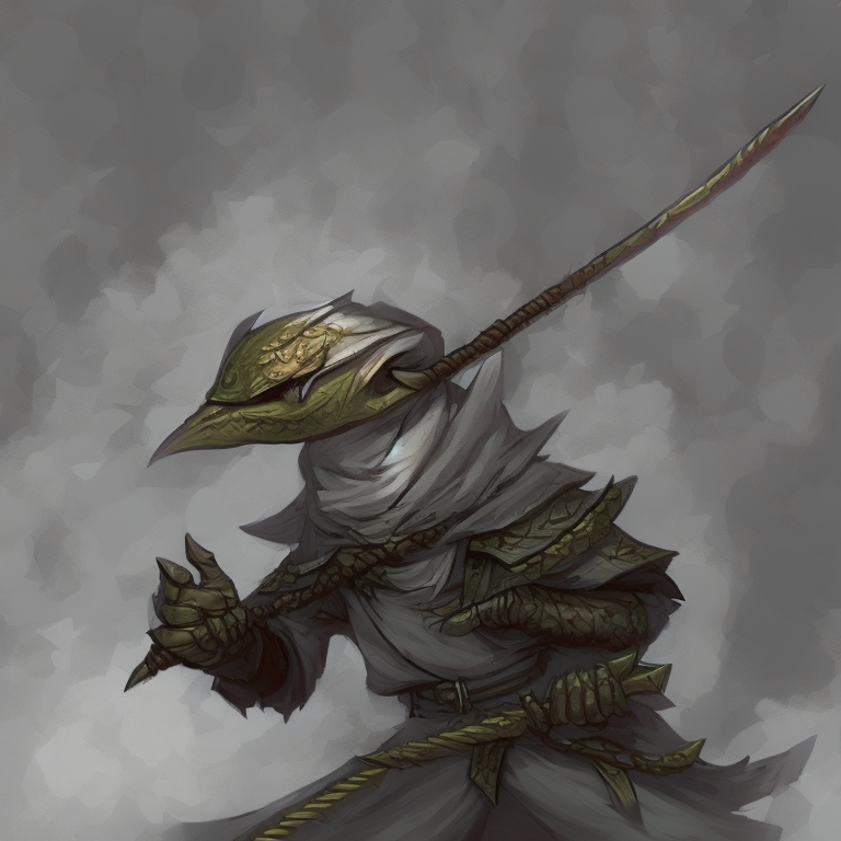 a tiny rogue Kenku wielding dual poisoned daggers, concept art, dungeons and dragons, illustration,
 
