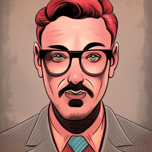 Retro, Comic book, Illustrated, Art, Highly detailed, Portrait, professor, glasses, no beard, 1920s, plant background, colorful, Cover art, Symmetrical, Bright color palette