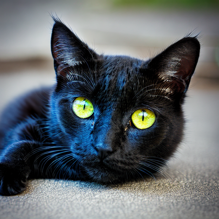 Little black cat with yellow green eyes sale