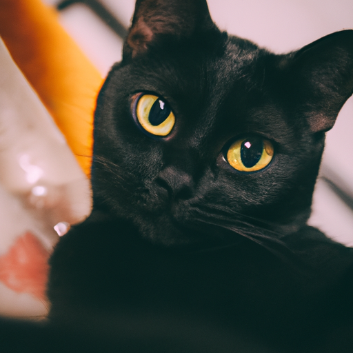 Little black cat with yellow hot sale green eyes