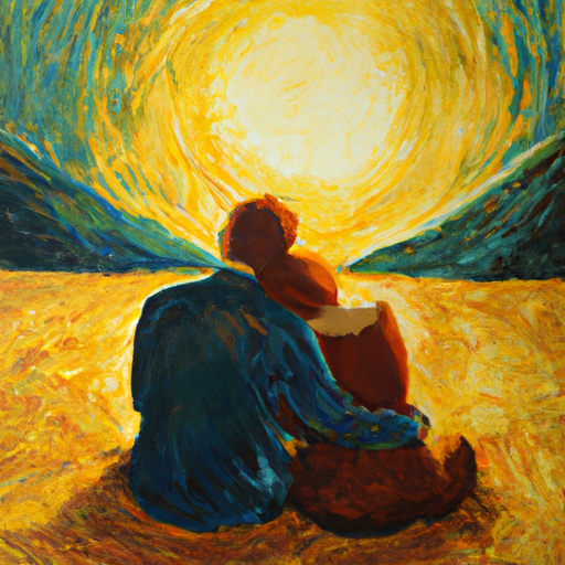 space Original oil painting of a man and a woman sitting hugging