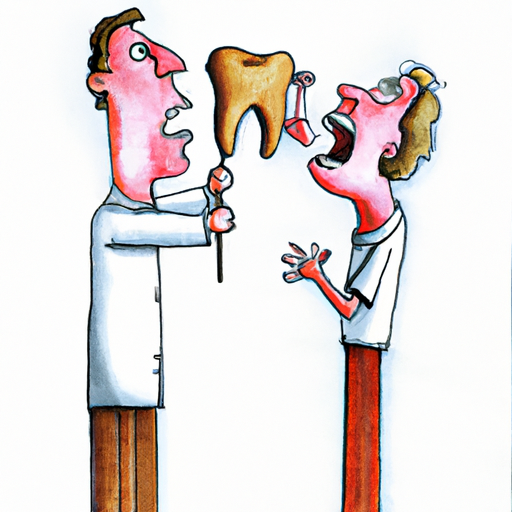 peux-tu montrer un dessin en aquarelle 
 d'un dentiste soignant une dent ?