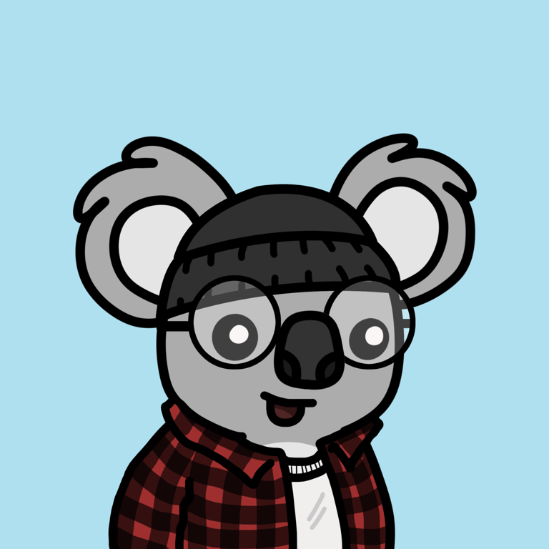 ryanlalonde: A Koala, gradient background, black eyes, black nose