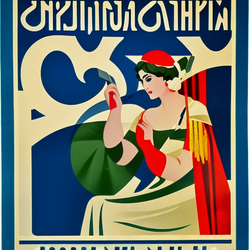 surea.ilabs: greek propaganda poster, vintage, parchment style