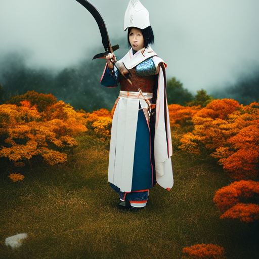 karlaesguerra Japanese woman warrior, armor, beautiful, big axe