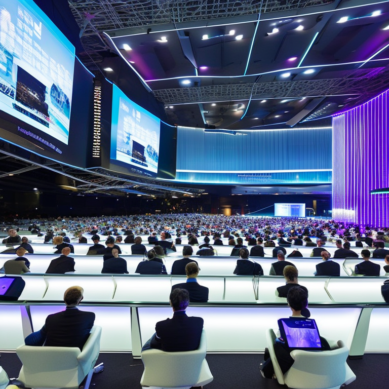 cravecrew Conference, event, screens, people sitting, audience, robots