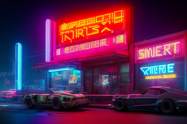 sethmillstein: redshift style, 3d render of a cyberpunk video store ...
