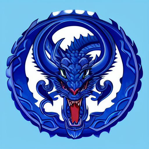 Blue dragon , logo style, using Medusa as a reference 