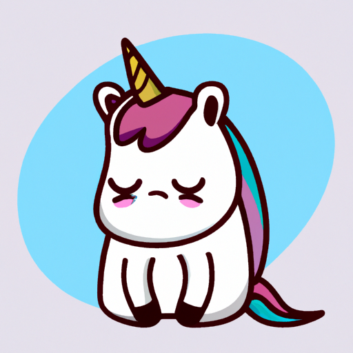 Cute kawaii art, a sad unicorn, Sticker illustration, Featured on 99designs, High quality, Svg, Vector art