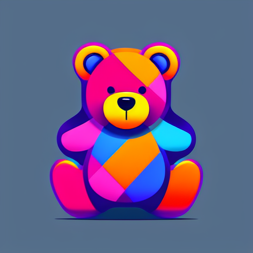 addison: vectra style, modern graphic illustration of a teddy bear, vibrant  colors, no background, logo design, featured on Dribbble